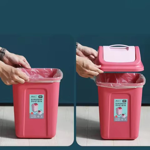 KOSZ POJEMNIK NA ŚMIECI DO SEGREGACJI ODPADÓW PLASTIKOWY WĄSKI UCHYLNY