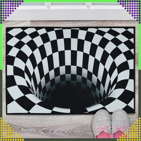 Chodnik Dywanik Mata Wycieraczka z Efektem 3D Iluzja Biała Dziura 60x90 CM