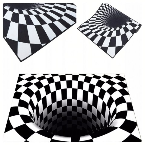 Chodnik Dywanik Mata Wycieraczka z Efektem 3D Iluzja Biała Dziura 60x90 CM