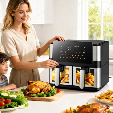 Frytkownica Beztłuszczowa Air Fryer 8L 4+4L Frytownica 2000W 12 Programów