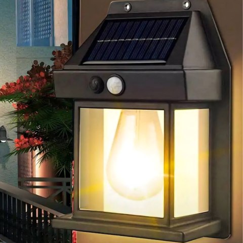 Lampa Solarna Led Latarnia Kinkiet Ogrodowy Elewacyjny z Czujnikiem Ruchu