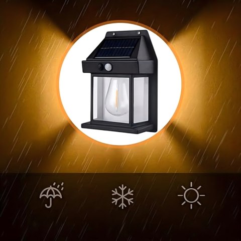 Lampa Solarna Led Latarnia Kinkiet Ogrodowy Elewacyjny z Czujnikiem Ruchu