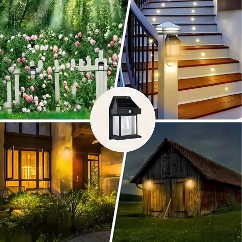 Lampa Solarna Led Latarnia Kinkiet Ogrodowy Elewacyjny z Czujnikiem Ruchu
