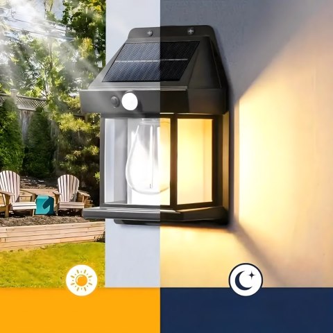 Lampa Solarna Led Latarnia Kinkiet Ogrodowy Elewacyjny z Czujnikiem Ruchu