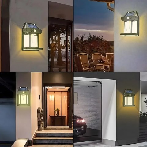 Lampa Solarna Led Latarnia Kinkiet Ogrodowy Elewacyjny z Czujnikiem Ruchu