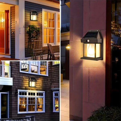 Lampa Solarna Led Latarnia Kinkiet Ogrodowy Elewacyjny z Czujnikiem Ruchu