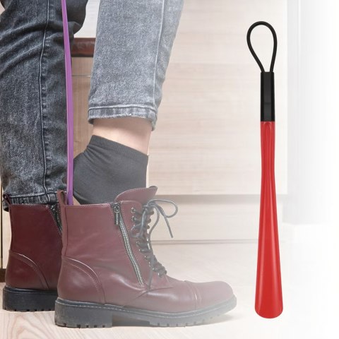 Łyżka do Butów Plastikowa Wytrzymała Czerwona 48 cm Długa z Haczykiem