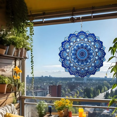 Wisząca Błystka Ozdoba Łapacz Wiatrowa 12" Mandala 3D do Ogrodu Pokoju