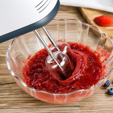 Robot Kuchenny Mikser Ręczny Mocny z Stalową Misą 7 Prędkości 100W Końcówki