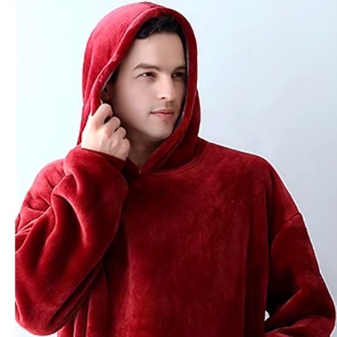 DUŻA BLUZA KOC KOCOBLUZA OVERSIZE GRUBA Z KAPTUREM SZLAFROK DAMSKA MĘSKA