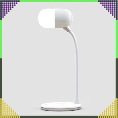 Lampka Biurkowa Nocna Ładowarka Indukcyjna Głośnik Bluetooth Szkolna Nauka