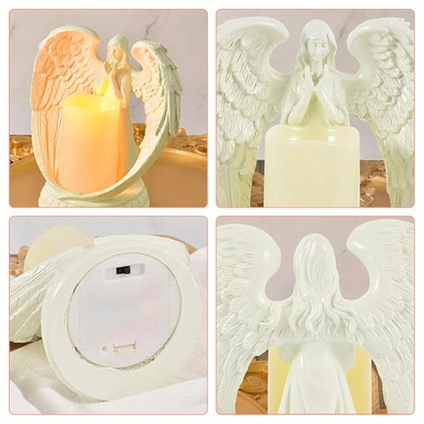 48 x Figurka Dekoracyjna Świecznik Świeca Ozdoba Anioł Aniołek Led Święta Ogród 16cm