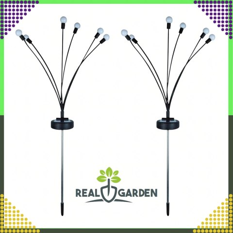Lampa Solarna 2 Sztuki Wbijana Ogrodowa 6 Led Czujnik Zmierzchu Firefly