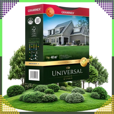 Premium Trawa Nasiona UNIVERSAL Mieszanka Uniwersalna 1kg 40m Odporna