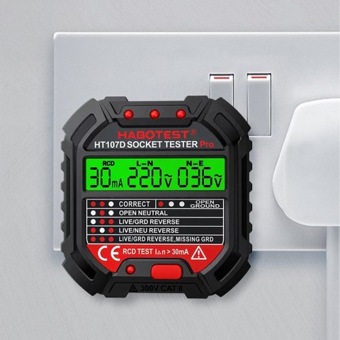 Tester Napięcia Gniazd Sieciowych Elektrycznych Gniazdek Kontaktów LCD RCD