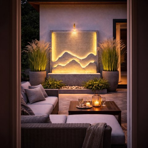 Fontanna Ściana Ścianka Wodna Dekoracyjna Ogrodowa Domowa Duża 139x125x45cm