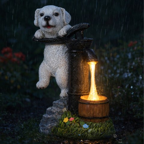 Lampa Lampka Solarna Ogrodowa Ozdobna Ozdoba Pies Szczeniak Led Dekoracja