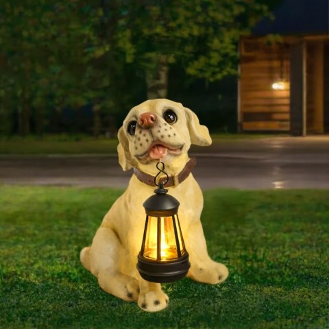 Lampa Lampka Solarna Ogrodowa Ozdobna Ozdoba Pies z Lampionem Led Dekoracja