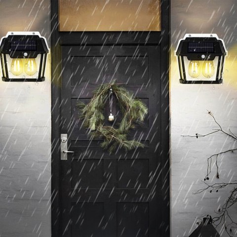 Lampa Solarna Led Podwójna Kinkiet Ogrodowy Elewacyjny z Czujnikiem Ruchu