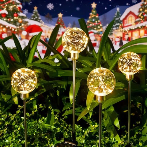 Lampy Lampki Solarne Ogrodowe Wbijane Lampa Led Kula Wodoodporne 4 szt