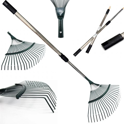 Grabie do Liści Trawy Wachlarzowe 42cm Ogrodowe z Kijem Teleskopowym 150 cm
