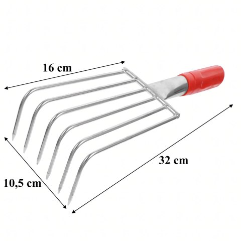 Grabki Ogrodowe Ogrodnicze Metalowe Pazurki do Grabienia Spulchniania 6 Zębne 32 cm