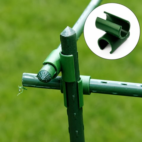 Łącznik Kątowy Krzyżowy do Mocowania Tyczek Ogrodowych 11 mm Zielony 10 szt