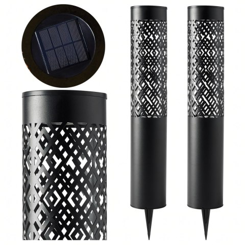Lampa Ogrodowa Solarna Wbijana Słupek 71cm Dekoracyjna Pochodnia Latarnia 2szt.