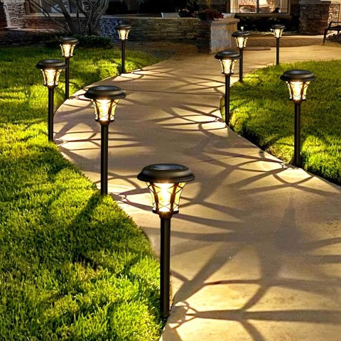 Zestaw Lamp Lampy Ogrodowe Solarne Wbijane Wodoodporne 40cm Zewnętrzne 8szt.