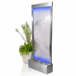 Fontanna Ściana Kaskada Wodna Ogrodowa Podświetlana LED Szklana 150x45cm