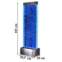 Wolnostojąca Ściana Ścianka Wodna Bąbelkowa Fontanna LED RGB 183x50,5x28cm