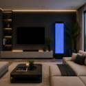 Wolnostojąca Ściana Ścianka Wodna Bąbelkowa Fontanna LED RGB Kolory 150x39x26cm