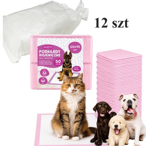 12x Podkłady Maty Higieniczne dla Psa Kota do Nauki Sikania 60x90cm Grube 50 szt