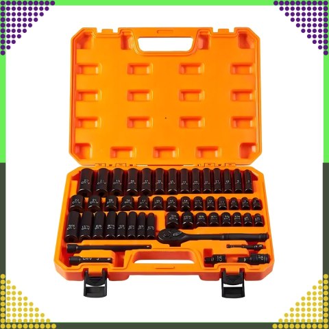 Zestaw Nasadek Udarowych Kluczy Nasadki Udarowe Klucze Nasadowe 3/8 50 Elem