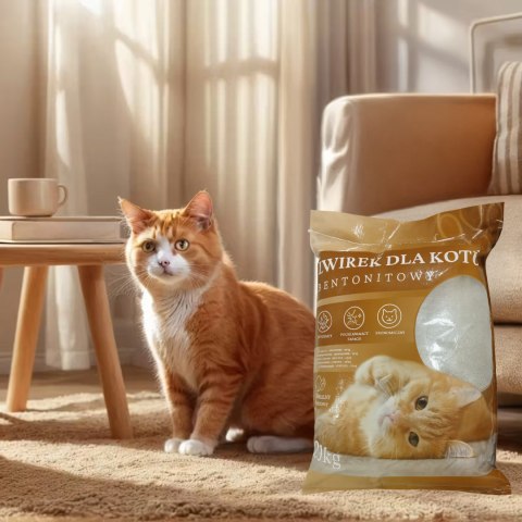 Żwirek Bentonitowy Kota Naturalny 20 kg Zbrylający Bezpyłowy Ultrachłonny