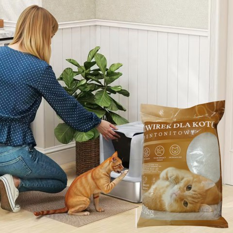 Żwirek Bentonitowy Kota Naturalny 20 kg Zbrylający Bezpyłowy Ultrachłonny