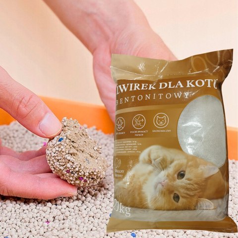 Żwirek Bentonitowy Kota Naturalny 20 kg Zbrylający Bezpyłowy Ultrachłonny