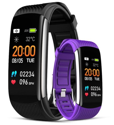 Smartwatch GIEWONT Czarno Fioletowy 2 Paski GW200-3