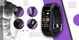 Smartwatch GIEWONT Czarno Fioletowy 2 Paski GW200-3