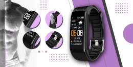 Smartwatch GIEWONT Czarno Jasnofioletowy 2 Paski GW200-8