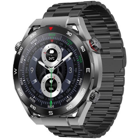 Smartwatch VELTORI VT100-1 + Czarny Pasek Silikonowy + Czarny Eko Skóra