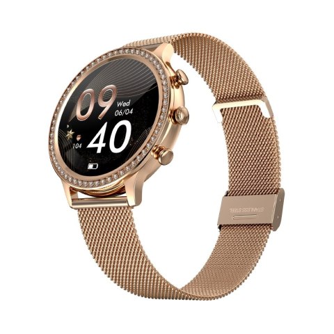 Smartwatch Damski VELTORI VT310-1 Złota Bransoleta + Różowy Pasek Silikonowy