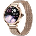 Smartwatch Damski VELTORI VT340-1 Złota Bransoleta + Różowy Pasek Silikonowy