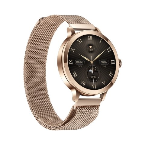 Smartwatch Damski VELTORI VT340-1 Złota Bransoleta + Różowy Pasek Silikonowy