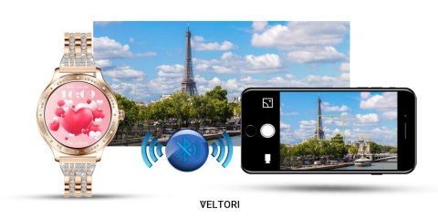 Smartwatch Damski VELTORI VT350-1 Bransoleta Różowe Złoto