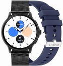 Smartwatch Damski GRAVITY GT12-2 Granatowy Pasek Silikonowy + Czarna Bransoleta