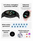 Smartwatch Damski GRAVITY GT12-5 Szary Pasek Silikonowy + Bransoleta Różowe Złoto