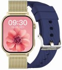 Smartwatch Damski GRAVITY GT15-11 Granatowy Pasek Silikonowy + Złota Bransoleta