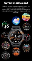 Smartwatch Męski GRAVITY GPS GT24-3 Czarny Pasek Silikonowy + Pomarańczowy Pasek Silikonowy