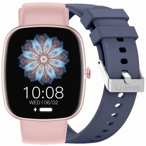 Smartwatch Damski GRAVITY GT18-3 Różowy Pasek Silikonowy + Granatowy Pasek